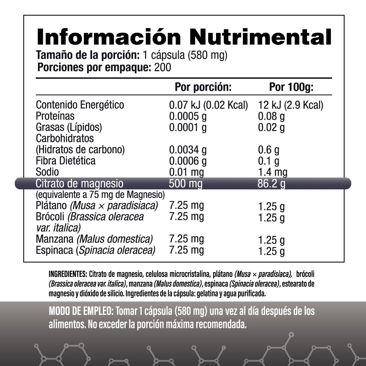 Citrato de Magnesio 500mg