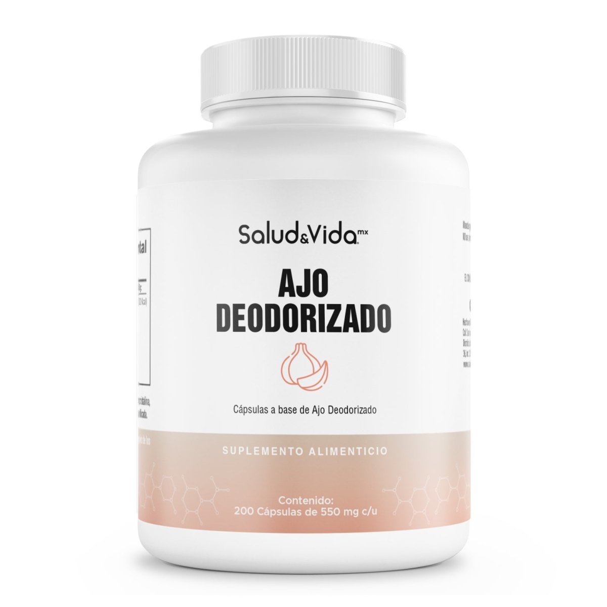 Ajo en cápsulas sin olor 500mg 200 Cápsulas - SaludVida México