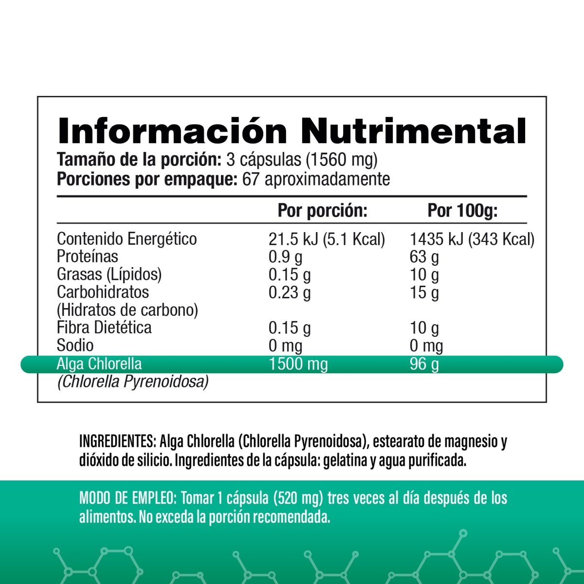 Alga Chlorella 200 Cápsulas Pared Rota y Orgánica - SaludVida México