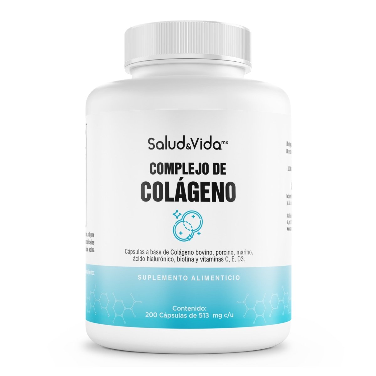 Colágeno Avanzado 3 En 1: 900 Mg De Péptidos Hidrolizados De Tipo 1, 2 Y 3 + Ácido Hialurónico - Optimizado Con Vitamina C, E, Biotina Y D3 - 200 Cápsulas - S&V - Sin Gluten y Sin OMG - SaludVida México