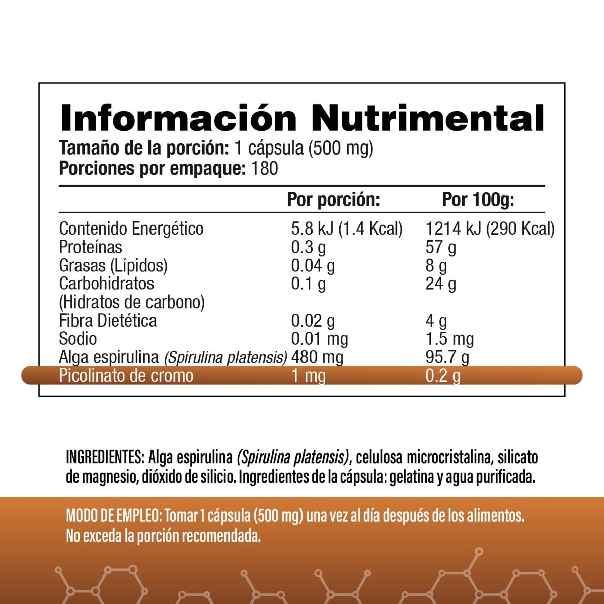 Picolinato de cromo 1000mcg (125 mcg Cromo) 180 cápsulas - SaludVida México