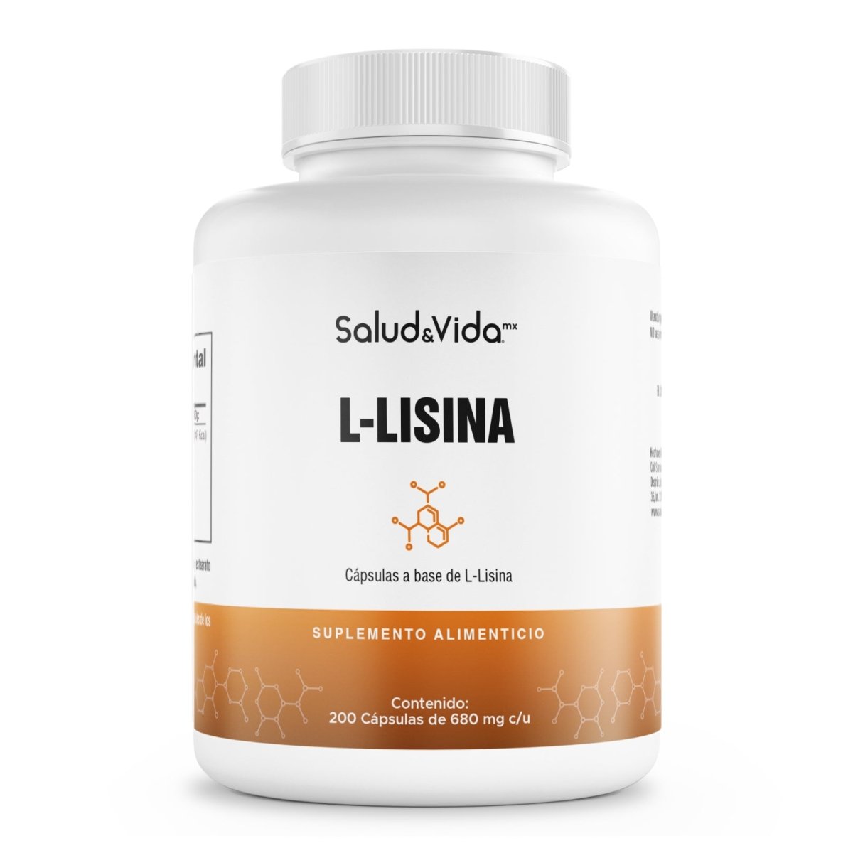 S&V - L-Lisina 1074mg por Porción (2 cápsulas) - 200 Cápsulas - Aminoácido Esencial - Suministro para 100 Días - Sin Gluten y Sin OMG - SaludVida México