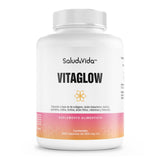 Vitaminas Premium De Biotina, Colágeno, Ácido Hialurónico Y Queratina Con Vitamina B1, B2, B3, B5, B6 Y B12 - 18 Ingredientes activos - 200 Cápsulas - Vitaglow S&V - Sin Gluten y Sin OMG - SaludVida México